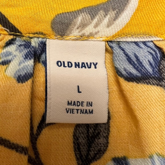 Old Navy Yellow Floral Print Bohemian Peasant Prairie Long Sleeve Top Size L - Picture 2 of 7